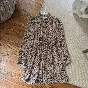 LOFT Leopard Print Long Sleeve Dress Sz. 2